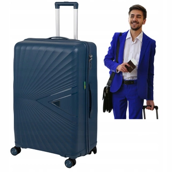 Duża walizka podróżna ciemnoniebieska na kółkach – lekka, elegancka i wytrzymała 100 L Wowbag 7905 L dark blue