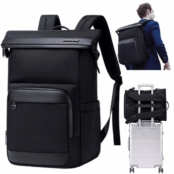 Czarny plecak biznesowy miejski, 18,7 l, wodoodporny, na laptop 15,6", stylowy i pojemny. Arctic Hunter B00684 Black.
