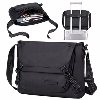 Torebka listonoszka czarna duża na ramię miejska wodoodporna uniwersalna na tablet 9,5 l Arctic Hunter K00528Black