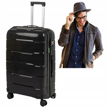 Walizka podróżna duża czarna na kółkach – pojemna, elegancka i wytrzymała do samolotu Wowbag 6910 L black