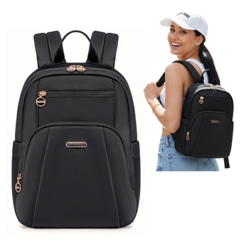 Plecak damski czarny elegancki z nylony wodoodpornego z miejscem na tablet