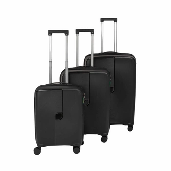 Zestaw walizek podróżnych czarnych 3 szt. komplet walizek polipropylenowych na kółkach Wowbag 7918Black