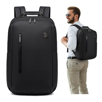 Plecak męski miejski elegancki biznesowy na laptop 15,6 czarny z USB portem