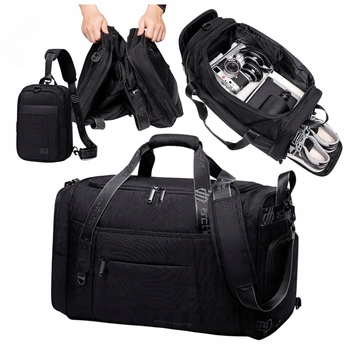 Torba podróżna czarna 2w1 transformowalna saszetka i torba pojemna 30 l wodoodporna. Arctic Hunter LX00021 Black.