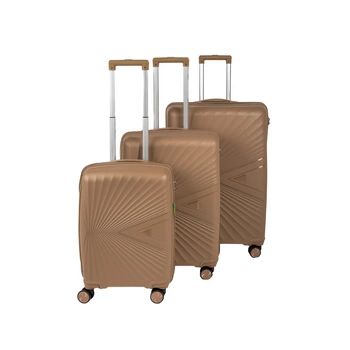 Komplet walizek podróżnych beżowych 3 szt. elegancki zestaw lekkich i trwałych walizek Wowbag 7905 champagne