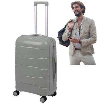 Walizka do samolotu jasnoszara – średnia, nowoczesna, funkcjonalna i wytrzymała, ergonomiczna Wowbag 6910 M light grey