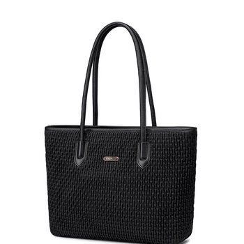 Torba damska shopper czarna klasyczna 17,9 l pojemna z zamkiem na uczelnię i spotkania. CHANTARIA CB800 Black.